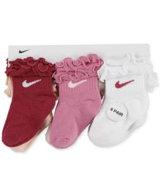 Baby and Toddler Ruffled-Trim Swoosh Socks, 6 Pack 