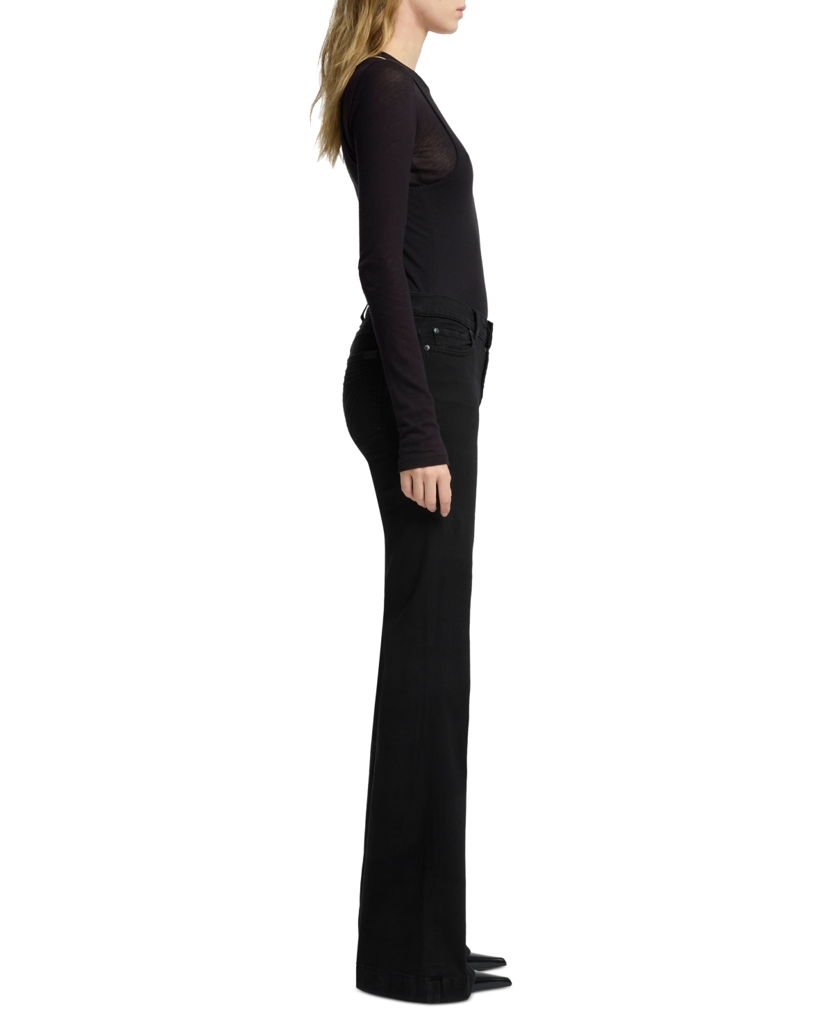 7 For All Mankind Women's Dojo Tailorless Flare-leg Jeans In Black