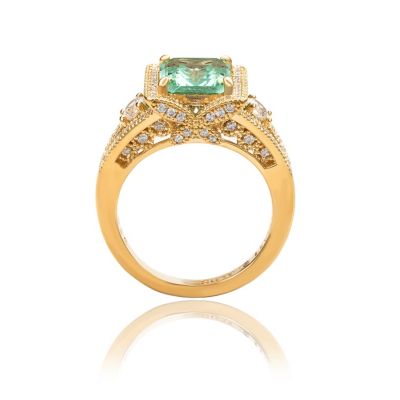 Suzy Levian Sterling Silver Emerald Cut Cubic Zirconia French Filigree Ring