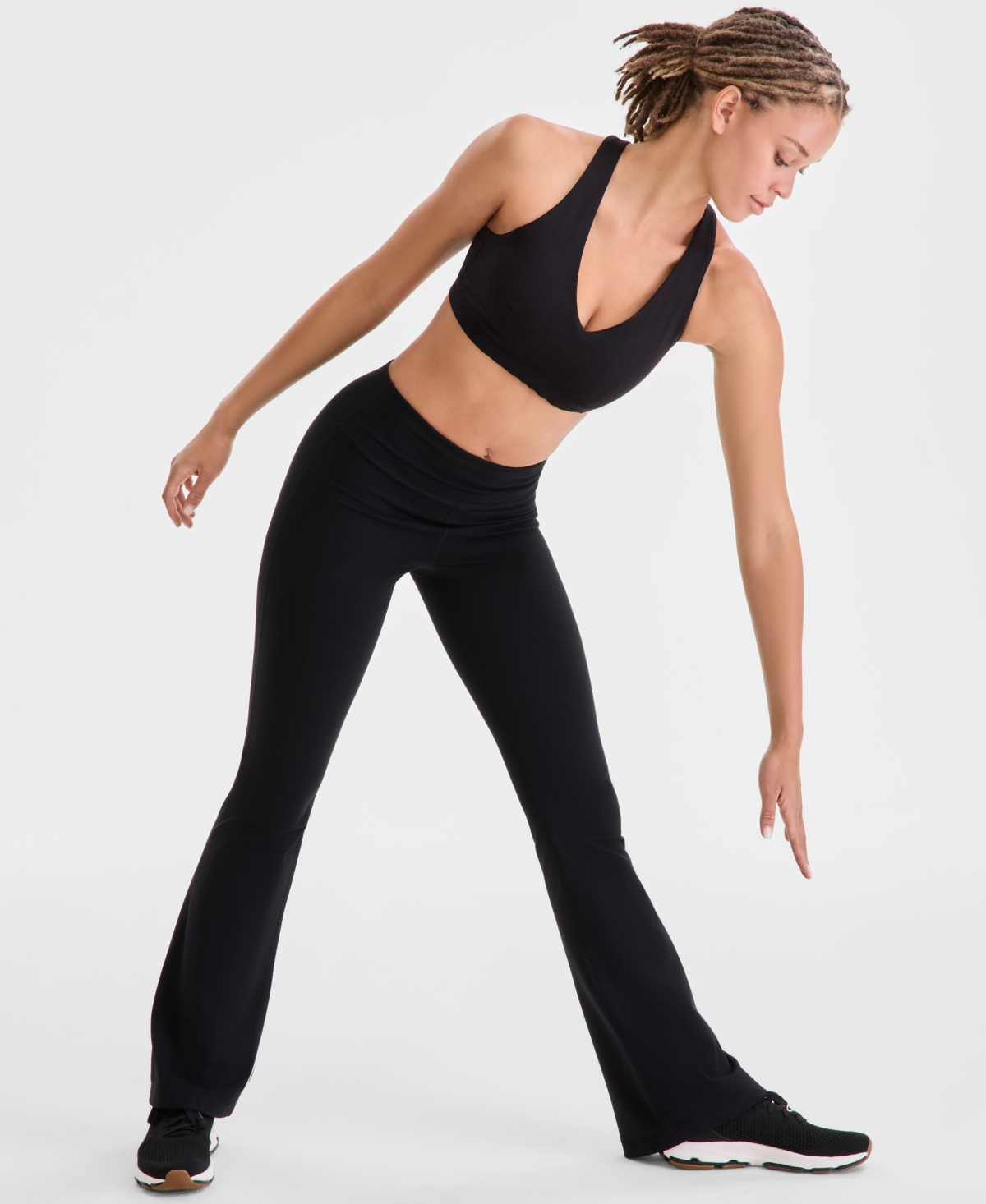 Id Ideology Women's Studio High Rise Flare Leggings Tall, Macy's Exclusive In Black