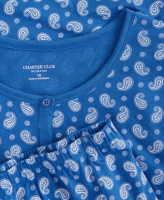 Plus Size Cotton Essential Button-Down Pajama Set, Created for Macy's