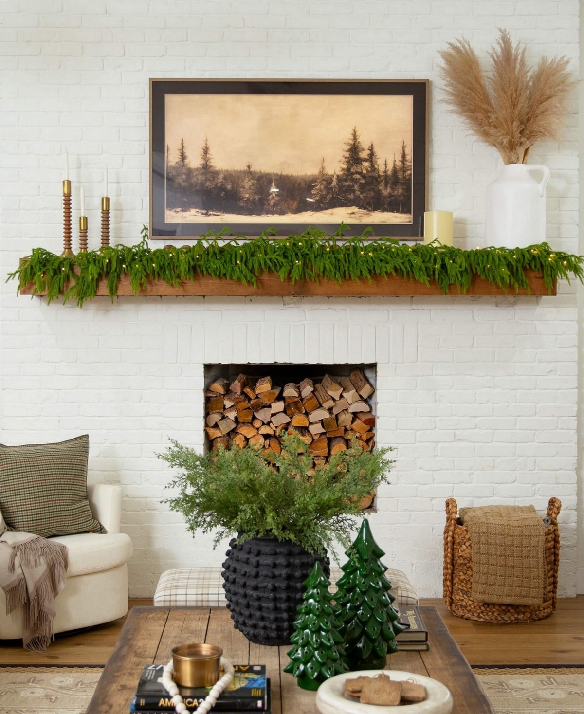 Nearly Natural 9ft. Pre-lit Artificial Real Touch Norfolk Island Pine Garland In Green