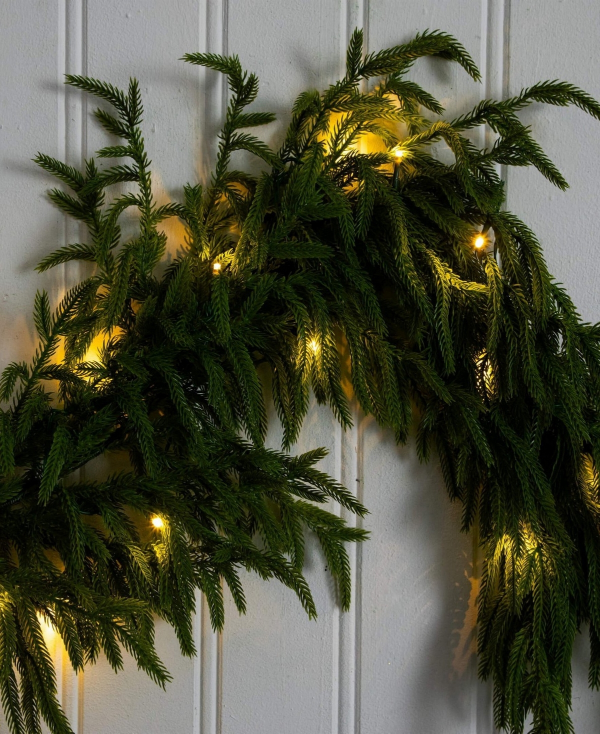 Nearly Natural 6" Pre-lit Artificial Touch Norfolk Island Pine Garland Led Lights In Green