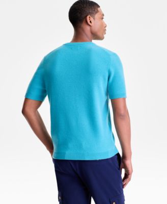 Men's Regular-Fit Textured 100% Cashmere V-Neck Sweater T-Shirt, Macy's Exclusive