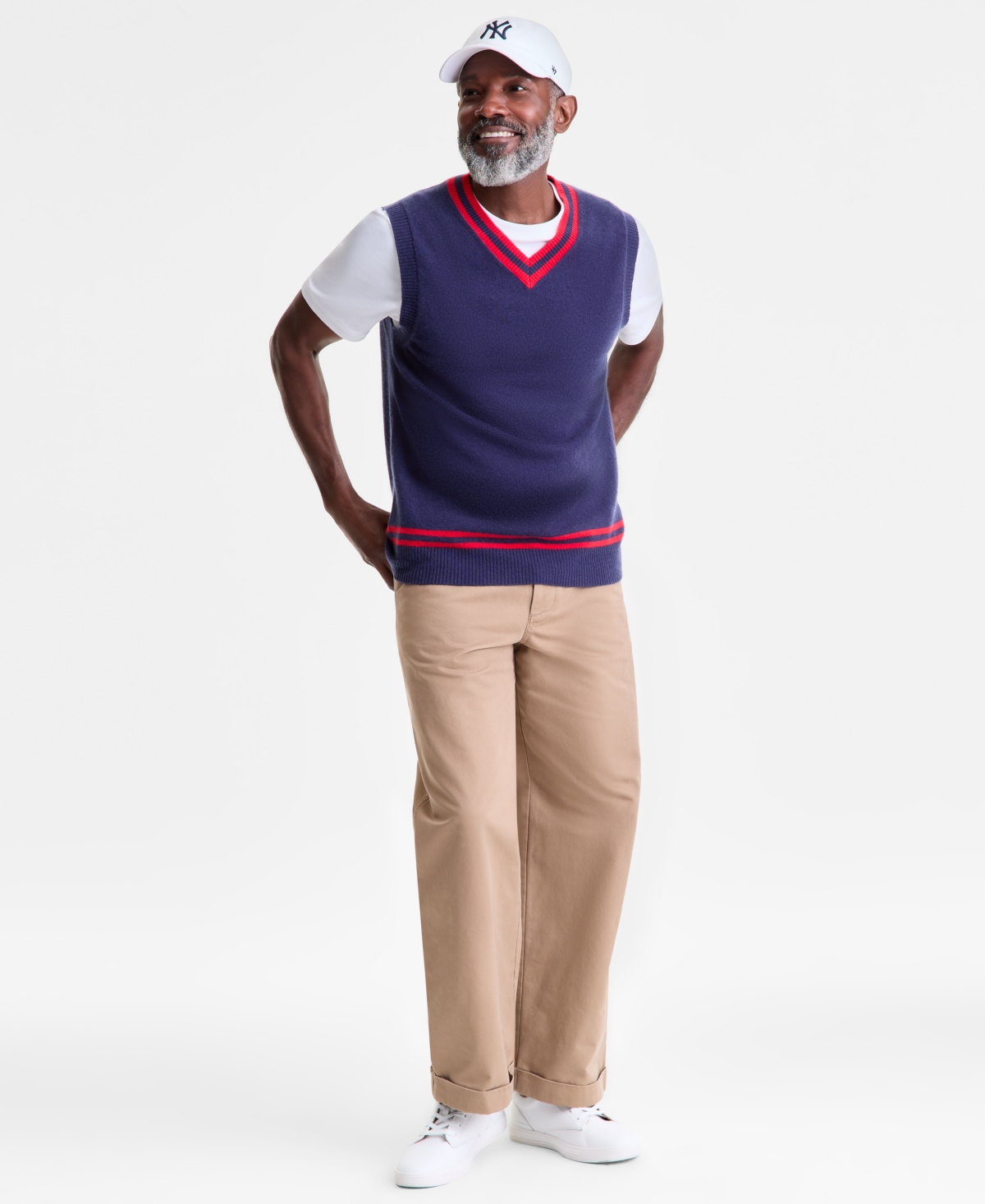 Club Room Men's Regular-fit 100% Cashmere V-neck Sweater Vest, Macy's Exclusive In Blue