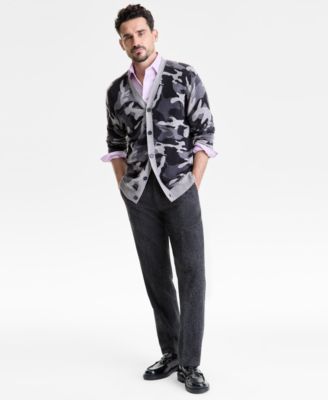 Club Room - Men's 100% Cashmere Camo-Print V-Neck Cardigan