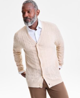 Men's Regular-Fit Cable-Knit 100% Cashmere Cardigan, Macy's Exclusive
