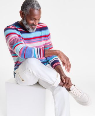 Club Room - Men's 100% Cashmere Stripe Crewneck Sweater