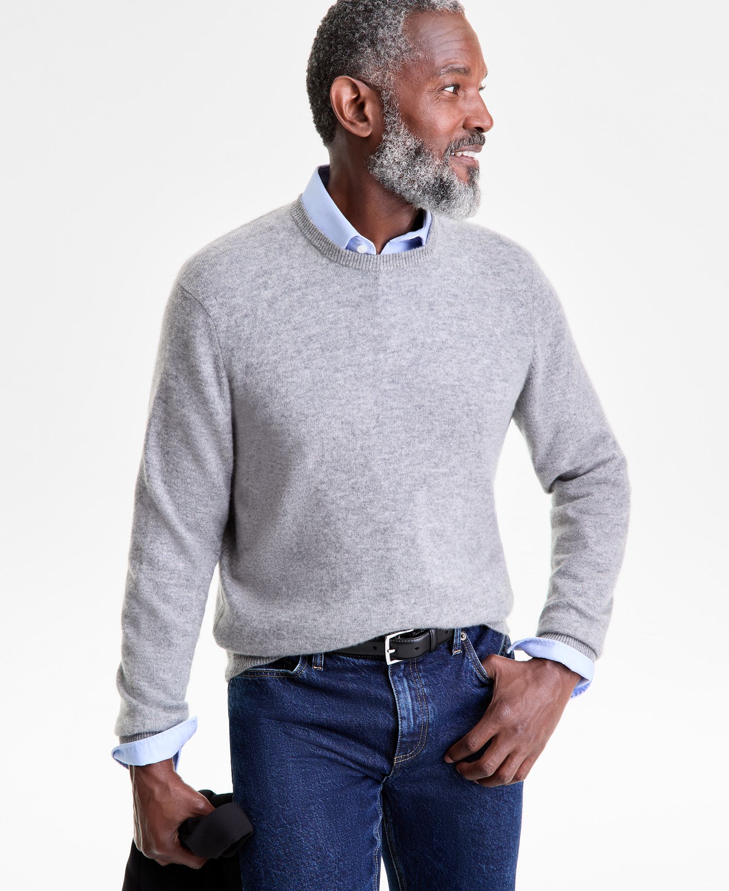 Club Room Men's Crewneck 100% Cashmere Sweater (Deep Black)