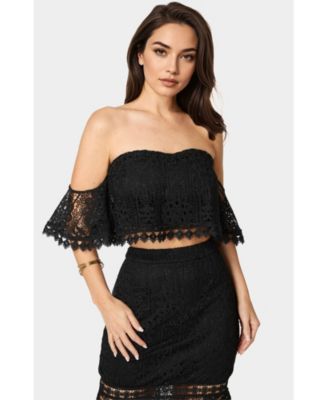 Women's Two Piece Lace High Low Dress
