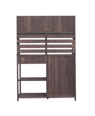 Fir Wood Potting Bench with Storage