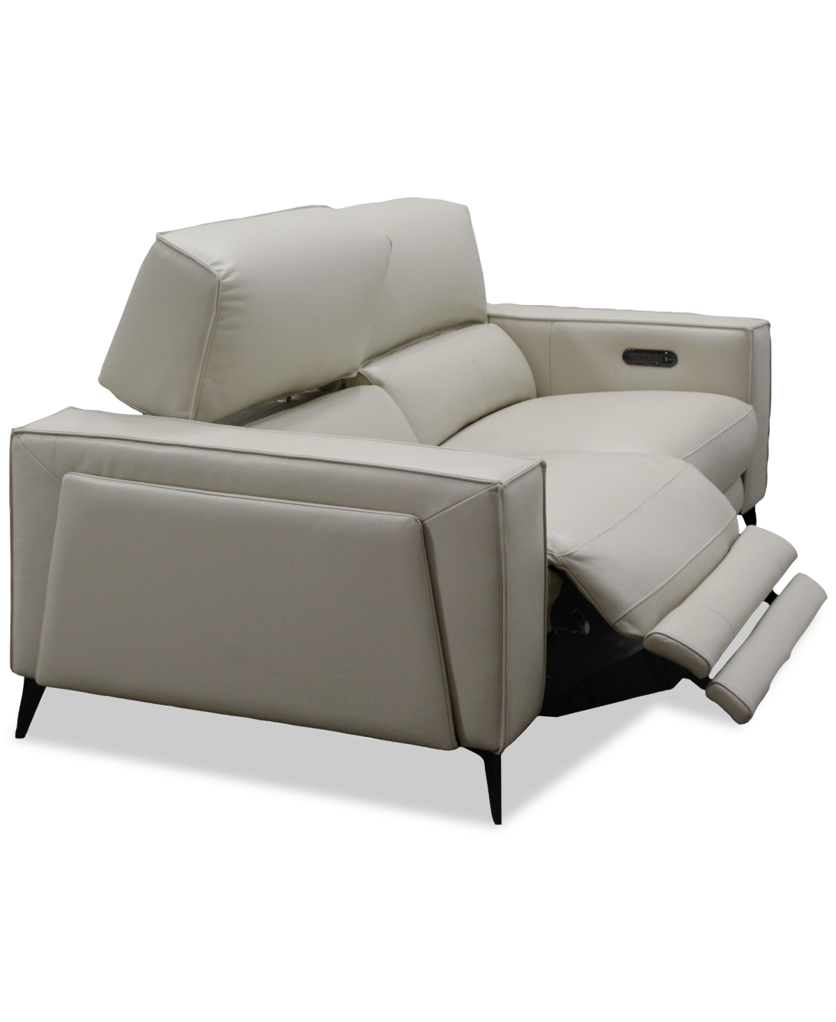 Macy's Neiwert 2-pc. Leather Sofa Sectional With 2 Power Recliners In Gray