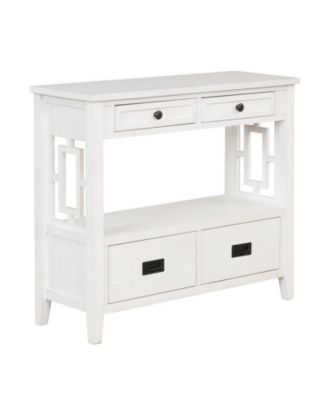 CASAINC 36" Cabinet Pine Wood Console Table with 4 Drawers & 1 Storage Shelf
