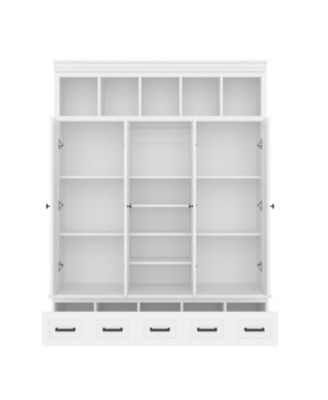 Hall Tree Bench with Cubbies Doors Drawers & Shelves