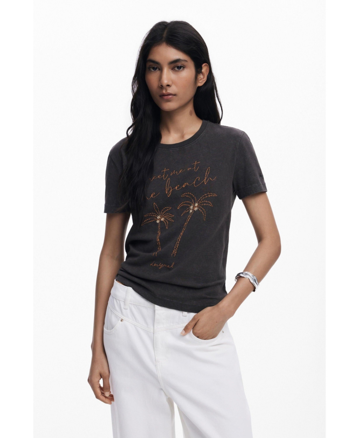 Women's Palm tree T-shirt - Black