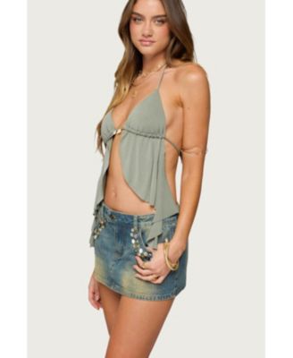 Women's Safi Backless Split Front Halter Top