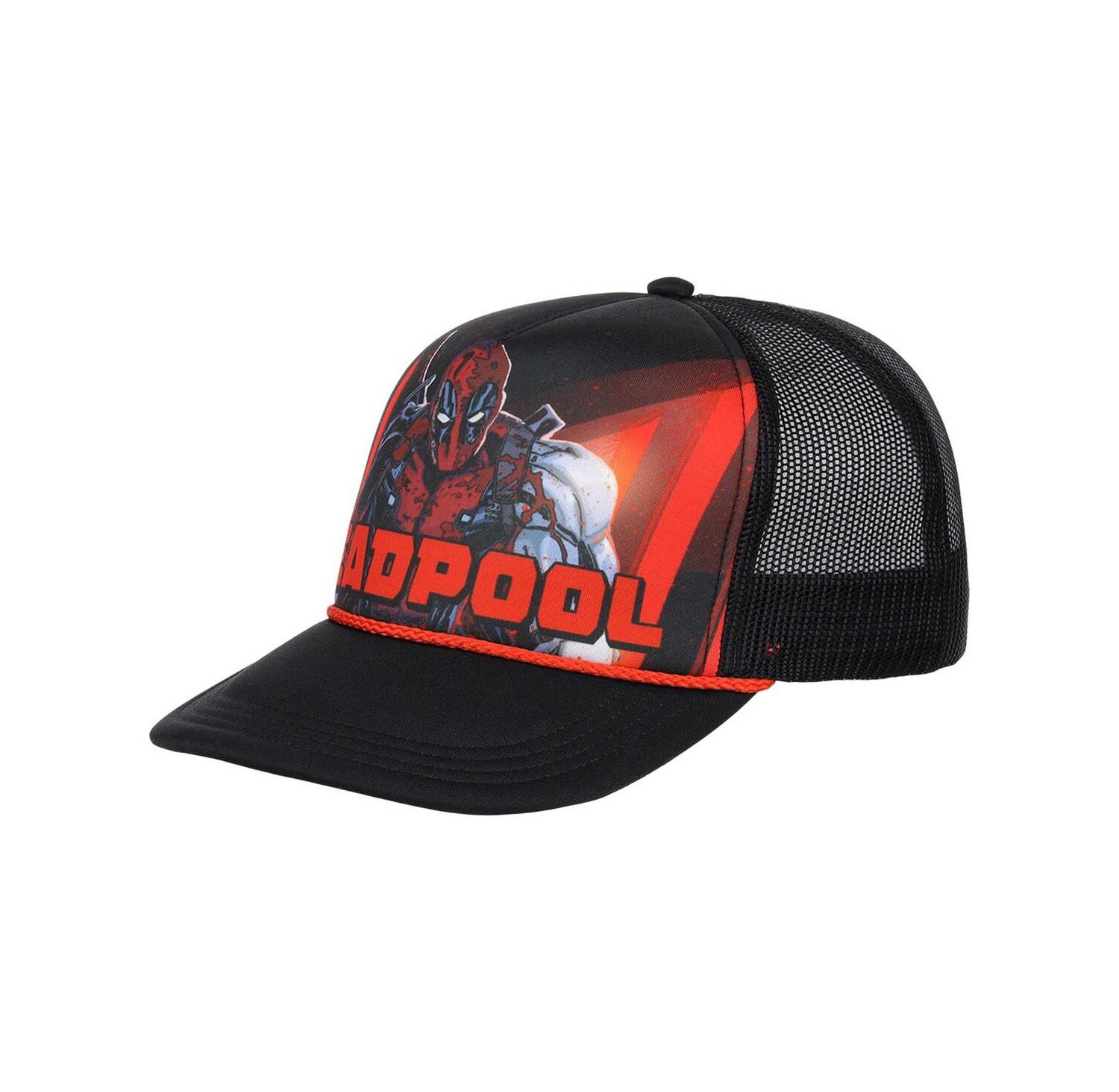 Men's Black Deadpool Big Front Foam Trucker Adjustable Hat