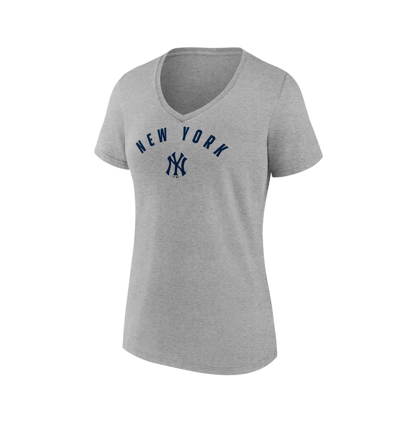 Женская футболка Fanatics Gray New York Yankees V-Neck — фото 3