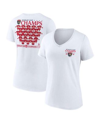 Fanatics - Women's White Florida Panthers 2025 Stanley Cup Champions Jersey Roster V-Neck T-Shirt