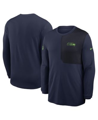 Nike - Men's College Navy Seattle Seahawks Sideline Coach UV Performance Long Sleeve T-Shirt