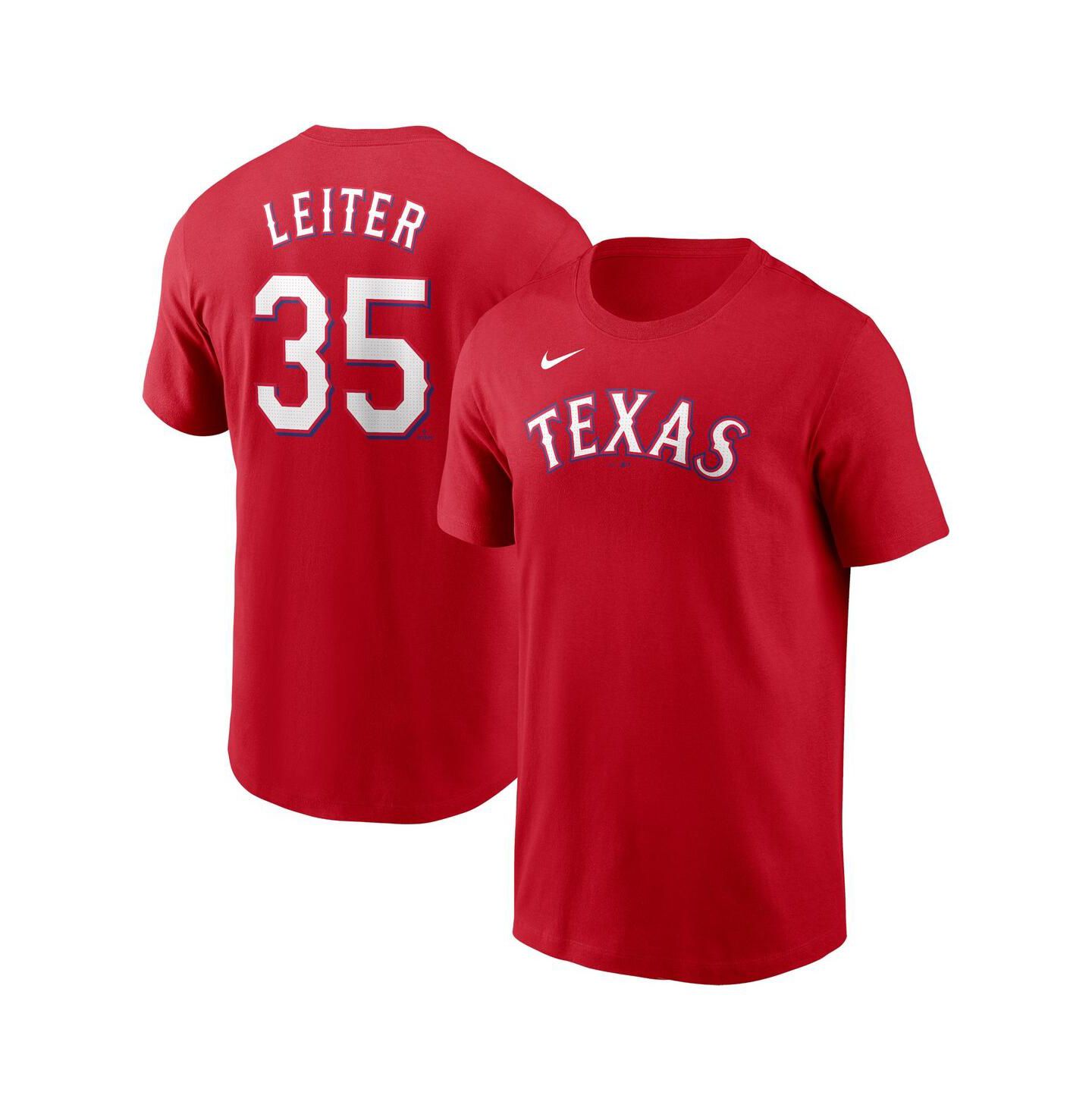 Мужская футболка Nike Jack Leiter Red Texas Rangers Fuse Name & Number — фото 1