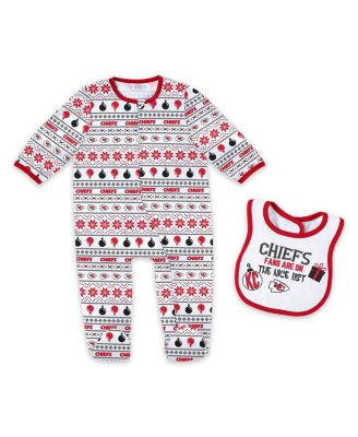 WEAR by Erin Andrews - Baby Boys and Girls Kansas City Chiefs Allover Print Full-Zip Sleeper with Bib Set