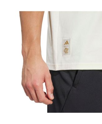 Men's Cream CR Flamengo Three-Stripes Wordmark T-Shirt