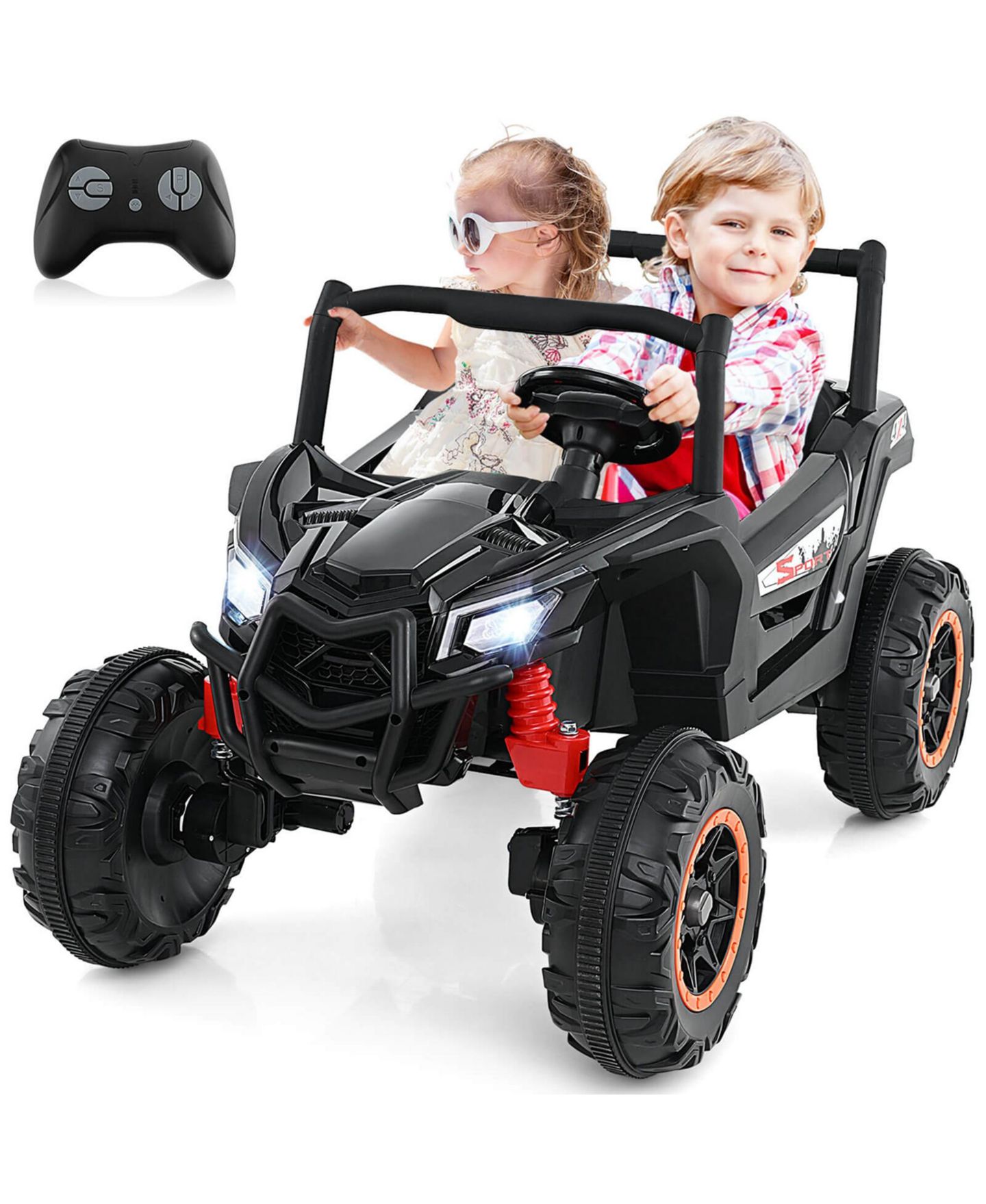 Детская игрушка Gymax 24V 2-Seater Remote Control 4WD/2WD Switchable Ride-On Utv, Ages 3+, цвет: Чёрный — фото 7