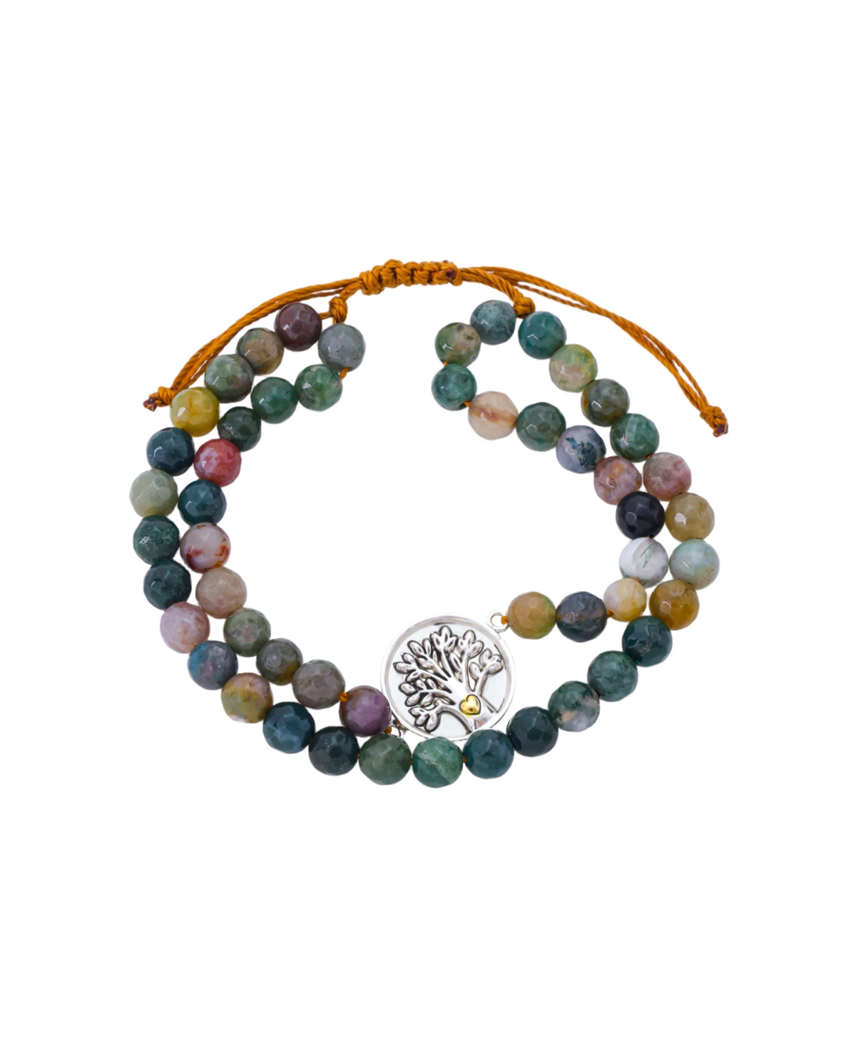 Unwritten Fine Silver Plated Jasper Family Tree Beaded Bracelet In Multi
