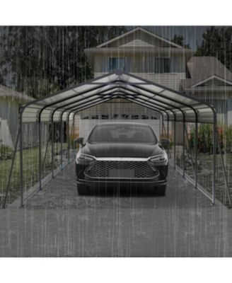 Metal Carport 13x26.5 FT Heavy Duty Galvanized Steel Roof Gray