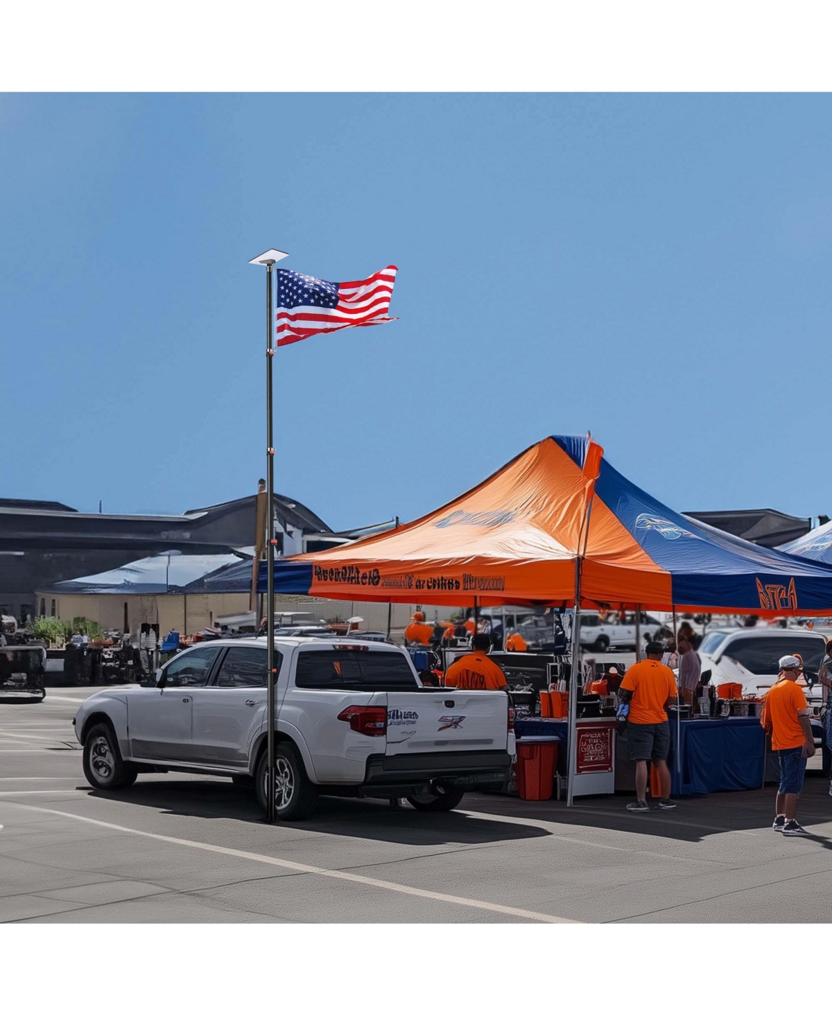 Yescom Ez Go 14ft Telescopic Flag Pole Kit with Starlink Mini Pipe Adapter & Tire Mount Base for Outdoor Tailgate Party, Sliver