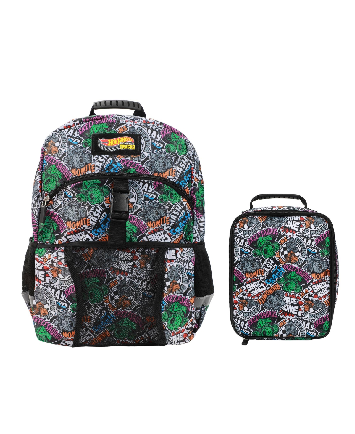 Cars & Titles All-Over Print 16" Backpack & Lunch Kit Set - Hot wheels cars  titles aop