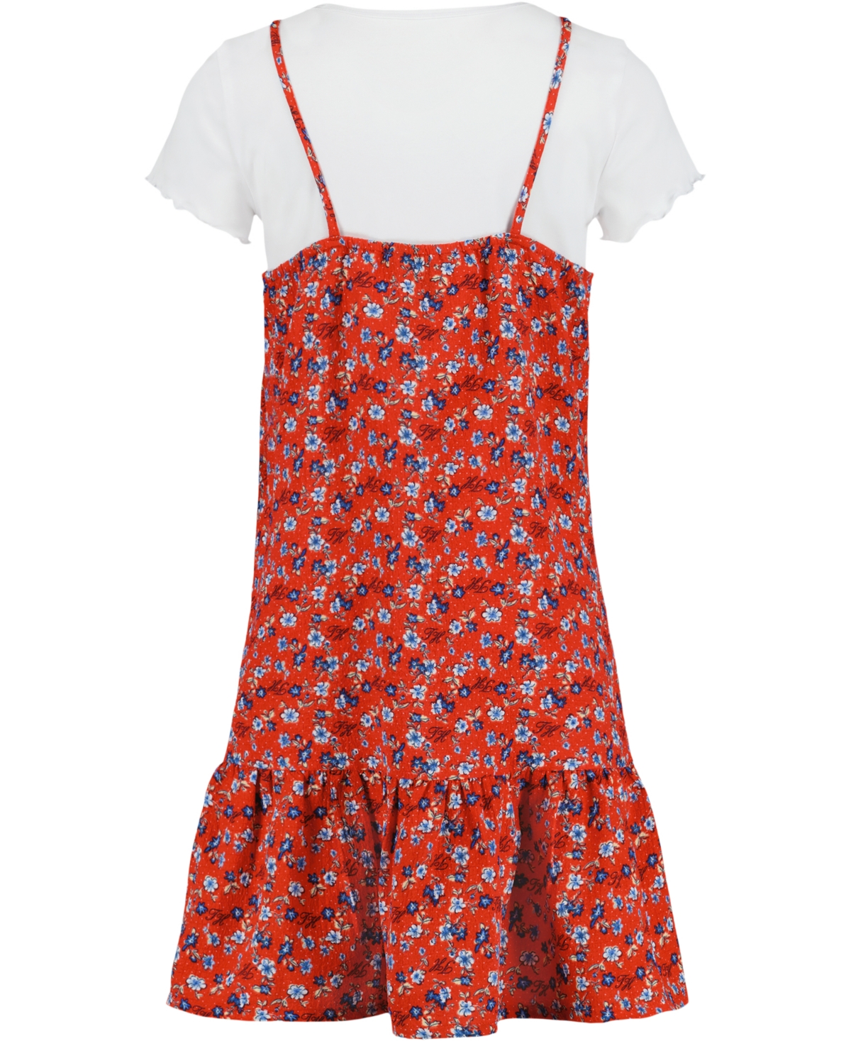 Tommy Hilfiger Big Girls 2-piece Crewneck T-shirt And Ditsy Print Dress Set In Red