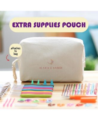 Durable Canvas Crochet & Knitting Bag Organizer with Accessories Case - Yarn Organizer for Crochet Accessories and Supplies