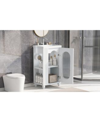 20" MDF & Ceramic Adjustable Shelf Bathroom Vanity with TP Holder & Sink