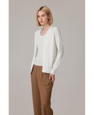 Women's 100% Merino Wool Light Weight Cardigan | Ultra Soft Fine Gauge Sweaters Machine Washable