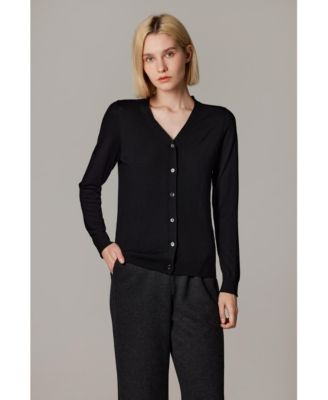 Women's 100% Merino Wool Light Weight Cardigan | Ultra Soft Fine Gauge Sweaters Machine Washable