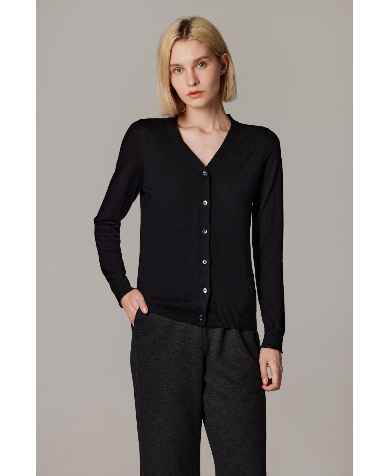 Women's Merino Wool Light Weight Cardigan Ultra Soft Fine Gauge V Neck Sweaters