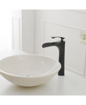 Single Hole Single Handle Bathroom Vessel Sink Faucet With Pop Up Drain Without Overflow in Matte Black Chrome