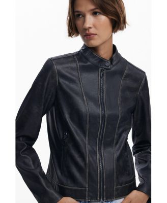 Women's Jacket with worn leather effect