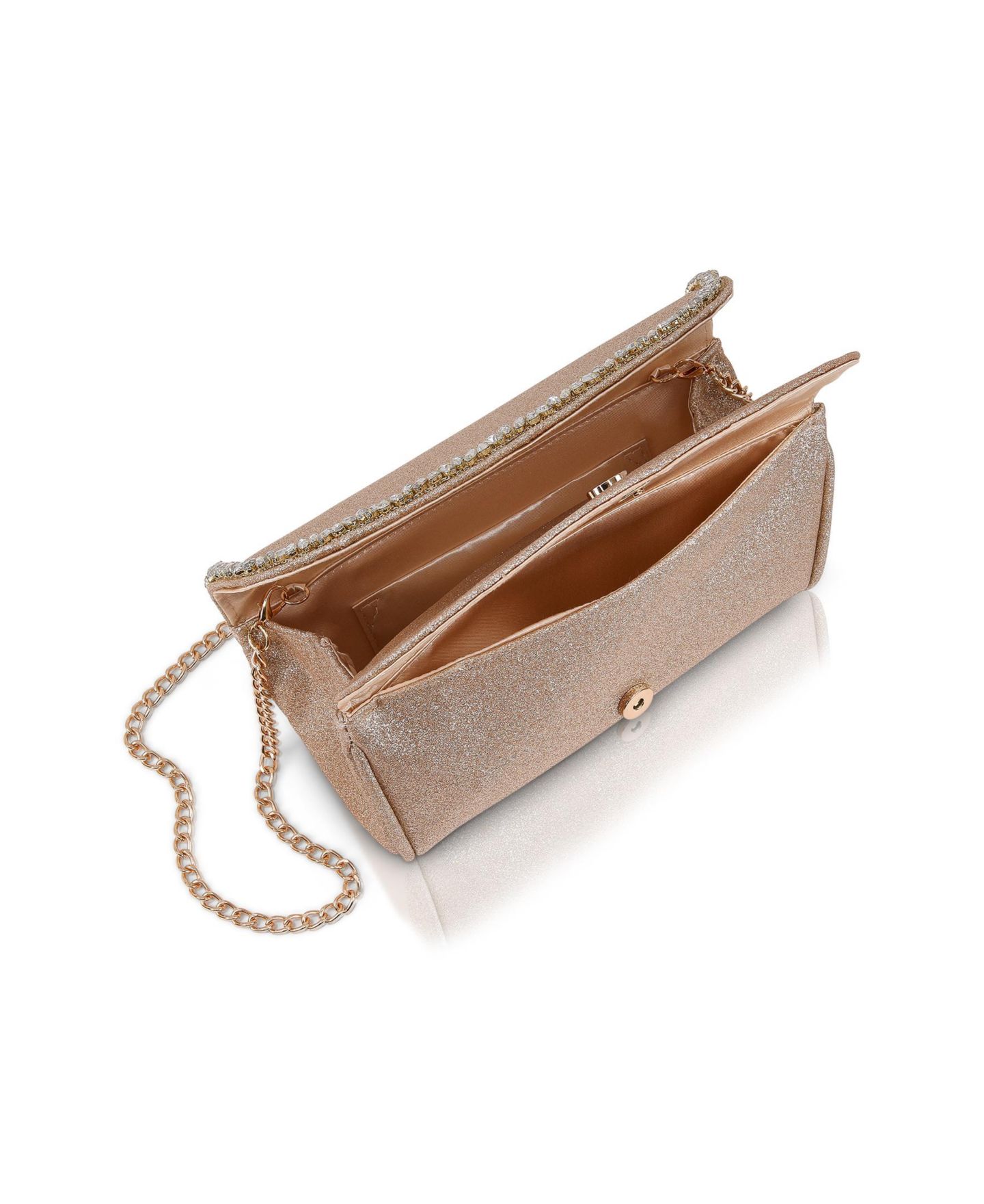 Женский клатч Jewel Badgley Mischka Talia Double Flap Clutch with Crystal Necklace, цвет: Золотой — фото 3