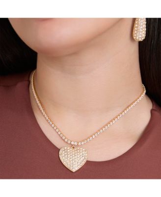 Gold-Tone Heart Pendant Link Chain Necklace