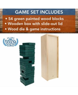Walnut Stain Wood Blocks Tower Game with Wooden Box, 12 in.