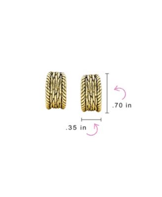Set of 2 Grooved Rope Half Hoop Clip-On Earrings For Non-Pierced Gold Plated