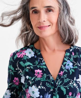 Petite Chintz Floral Flared Knit Midi Dress, Macy's Exclusive