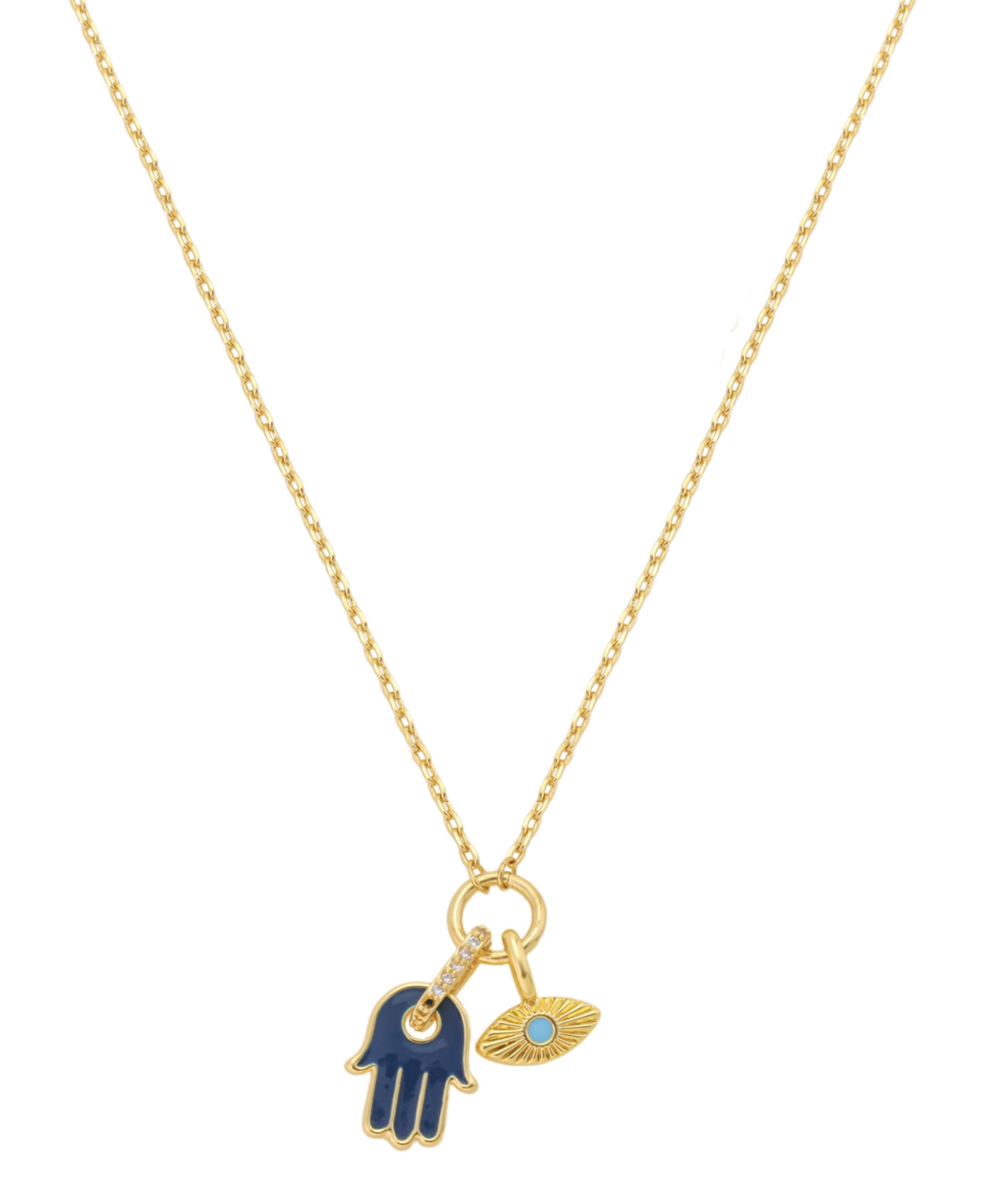 Cubic Zirconia Evil Eye Charm Pendant Necklace - Gold