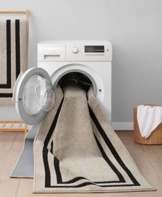 Jean Pierre Double Line Border Tufted - Machine Washable Runner Rug, 26" x 60"