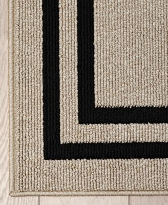 Jean Pierre Double Line Border Tufted - Machine Washable Runner Rug, 26" x 96"
