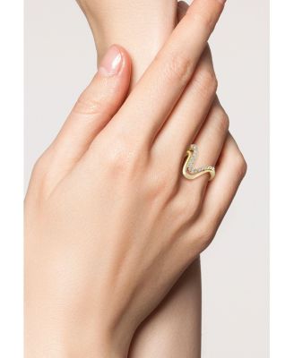 14K Gold Plated Sterling Silver Double Wave Ring