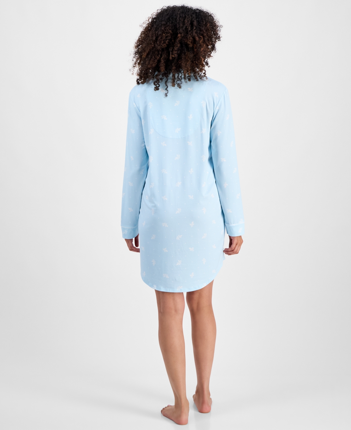 Charter Club Women's Jersey Printed Long Sleeve Sleepshirt In Blue